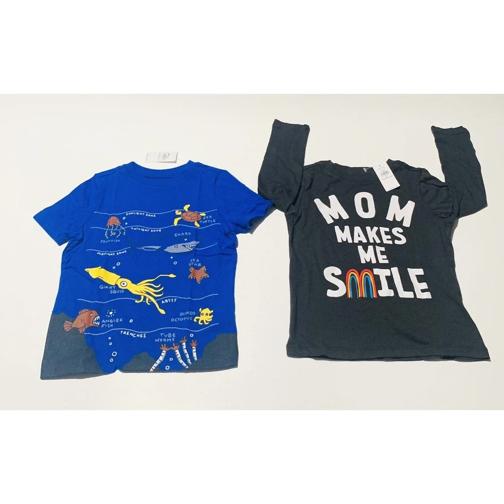 Lot 2 Old Navy Toddler Shirts Size 4T Mom Makes Me Smile Long & Short Sleeve NEW